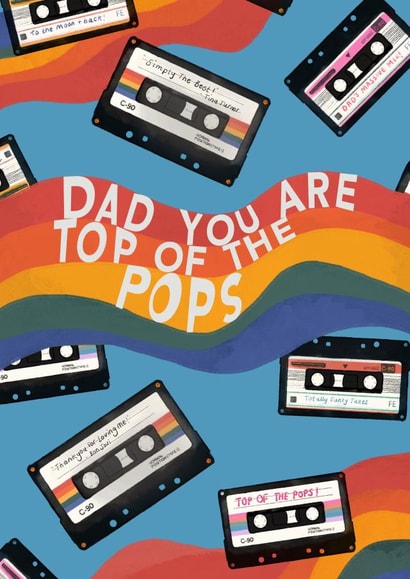 Retro Casette Tape Father's Day Card / Birthday Card - Dad - Casette Tapes - Dad You Are Top Of The Pops created by Kate Fox