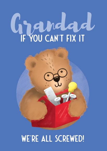 Grandad Fathers Day Card, Cute DIY Grandpa Bear with tools created by Bev O'Connor || @oconnordesign