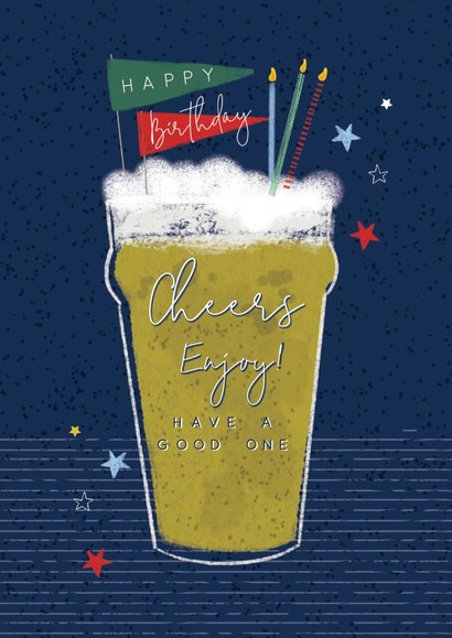 Happy Birthday Cheers & Beers created by Laura Darrington Design Ltd.