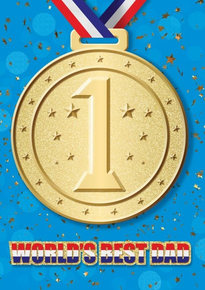 World's Best Dad Gold Medal Father's Day Card created by Slinkeee Illustration