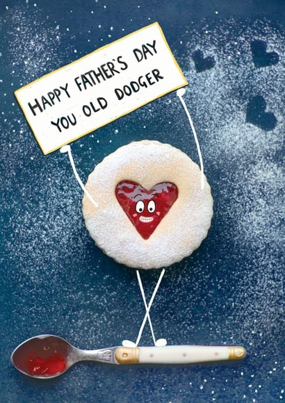 Funny And Cheeky Fathers Day Card - Dad - Jammy Dodger - Happy Father's Day You Old Dodger created by LAURA TRUBY DESIGNS