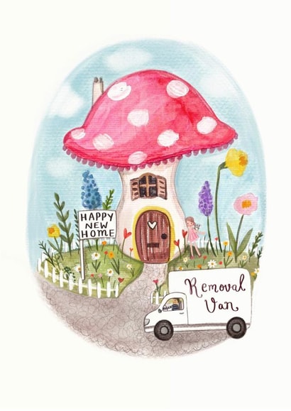 Cute Toadstool New Home Card - Removal Van - Happy New Home created by Love Lucy Illustration
