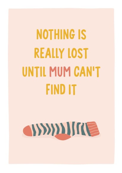 Lost Sock Funny Mum Card created by Rita Costa