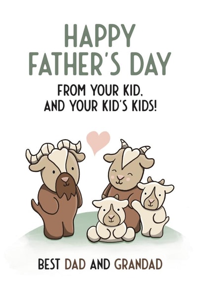 Cute Father's Day Card - Dad - From Your Kid And Your Kids Kids - Best Dad And Grandad created by Bev O'Connor || @oconnordesign