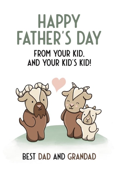 Cute Fathers Day Card - Dad - Grandad - Happy Father's Day From Your Kid And Your Kid's Kid created by Bev O'Connor || @oconnordesign