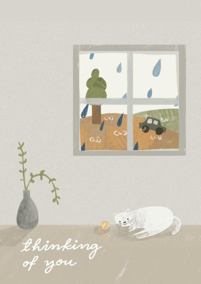 Thinking of You Cat Greeting Card  created by After Providence 