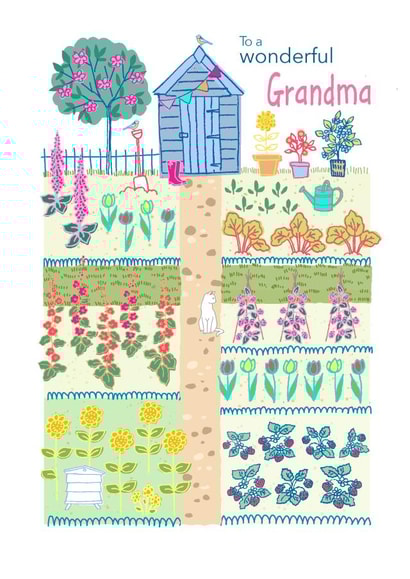 To a Wonderful Grandma, Pretty Country Garden created by Ally Marie Illustration