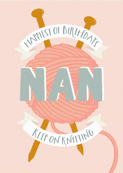Cute Birthday Card for your Knitting Nan - Keep on Knitting created by The Pattern Press