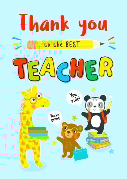 Cute animal thank you Teacher card created by Helen Thompson
