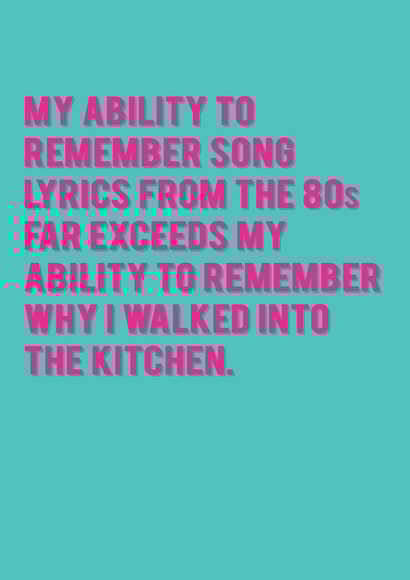 Lyrics From The 80s Birthday Card created by Redback Cards