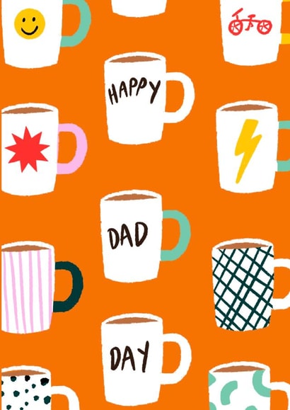 Colourful tea mug Happy Dad Day card  created by Emmy Lupin Studio 