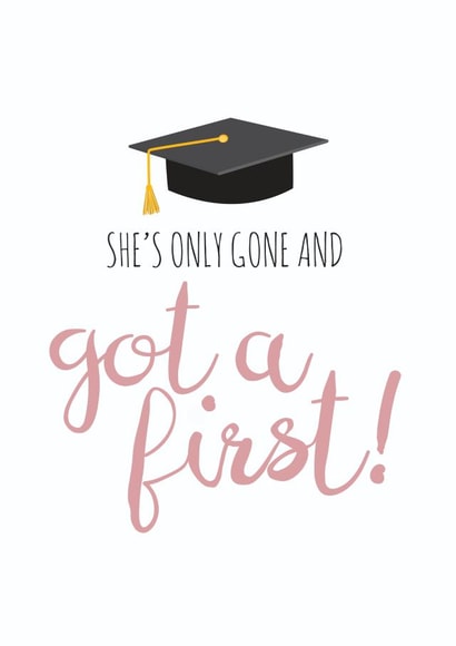Funny and Cute First Class Graduation Card for Her created by whimsical AF