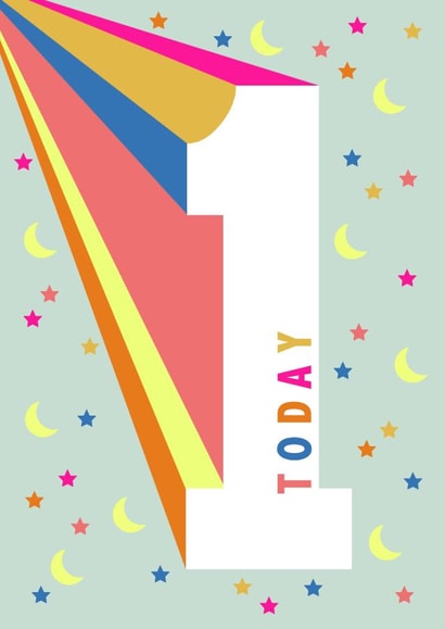 1 TODAY! Colourful Birthday wishes created by Ally Marie Illustration