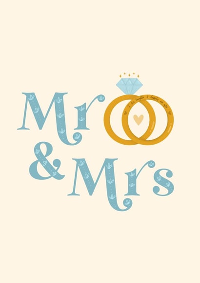 Mr & Mrs Wedding Card  - simple cartoon rings created by Kamiya Chirodian