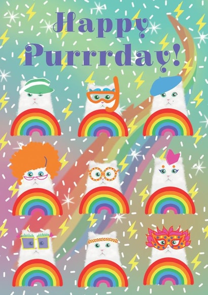 Rainbow Cats in Costumes Birthday Card created by @ChildstarSamantha