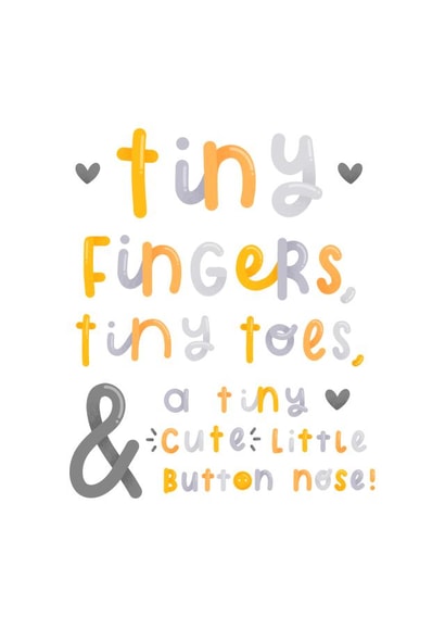 Tiny fingers new baby congratulations card created by Joanne Hawker