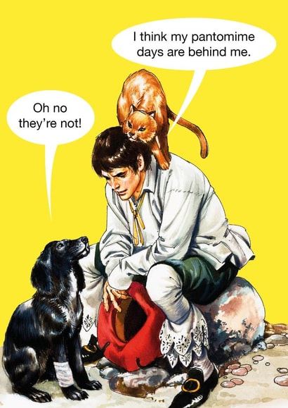 Pantomime Pun cat and dog card created by kissmekwik