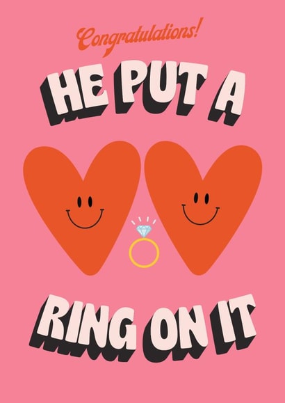 Cute Engagement Card for A special couple - He Put A Ring On It Card created by HollieGraphik