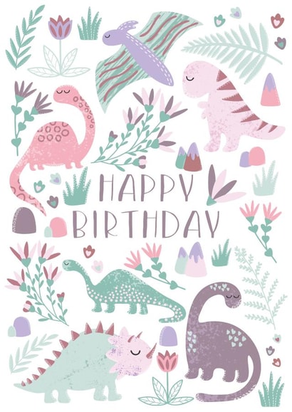 Pink Dinosaur Birthday Card created by Dolly and Fred