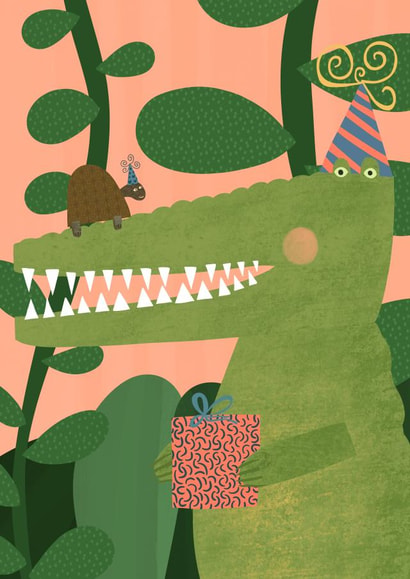 Birthday Crocodile Greeting Card created by Passtheguava