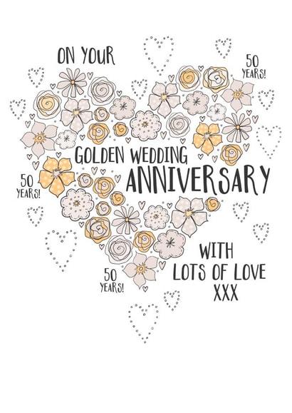 Cute Golden Anniversary - 50 Years - On Your Golden Wedding Anniversary With Lots Of Love created by Eggbert & Daisy