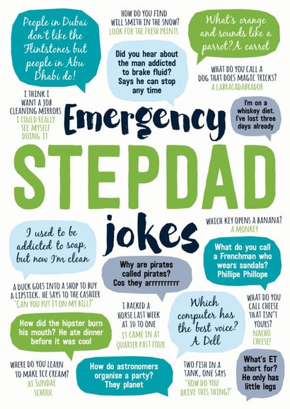 Funny Typography Fathers Day Card - Step Dad - Jokes - Emergency Stepdad Jokes created by Paper Plane