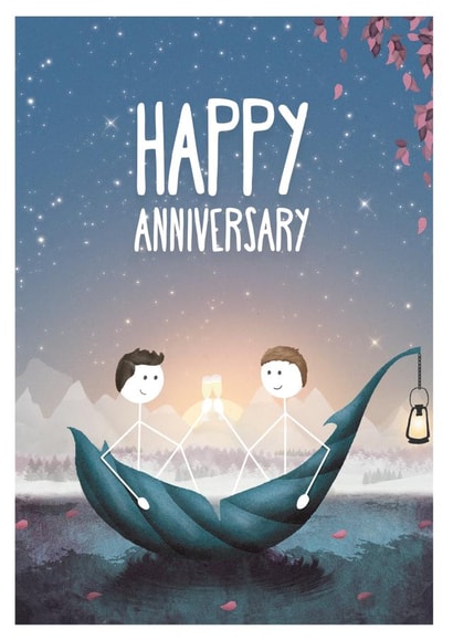 Cute LGBT Gay Couple Happy Anniversary Card created by Lanther Black