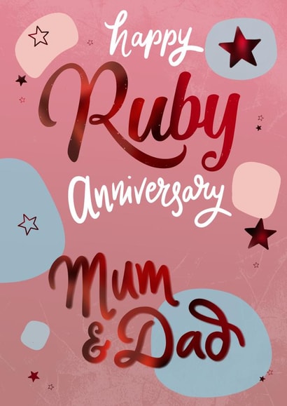 Cute Ruby Anniversary Card - Mum & Dad - Happy Ruby Anniversary Mum & Dad created by @MarcoLooks