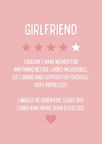 Girlfriend Review Card created by Blush Boulevard