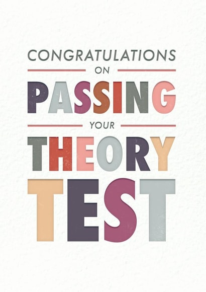 Congratulations on passing theory test card created by Rebecca Prinn