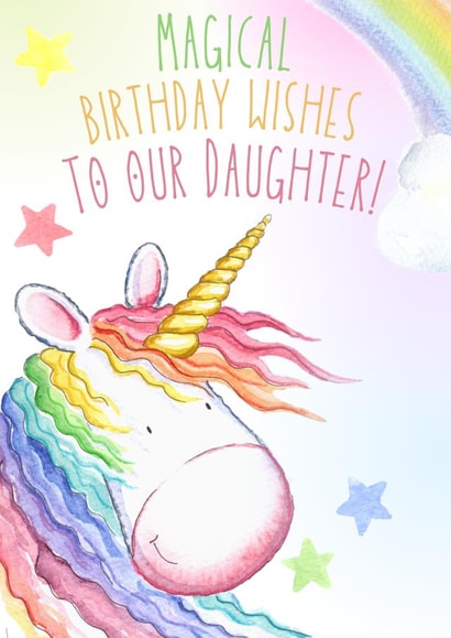 Magical unicorn daughter card created by Kate Garrett