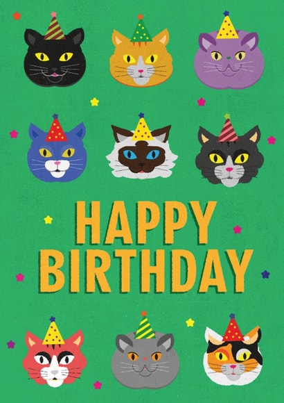 Cats in Hats Happy Birthday created by Catterbox