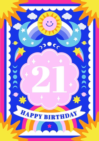 Happy 21st Birthday Card Cosmic Moon created by Creative Joy