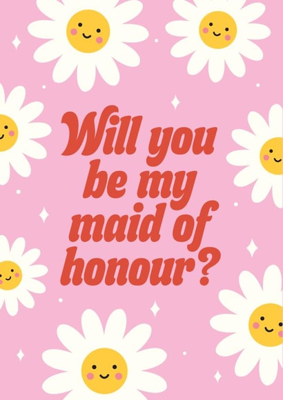 Maid of honour - daisy wedding proposal card created by Blush & Blossom