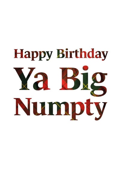 Happy Birthday Ya Big Numpty created by Scottish Greetings
