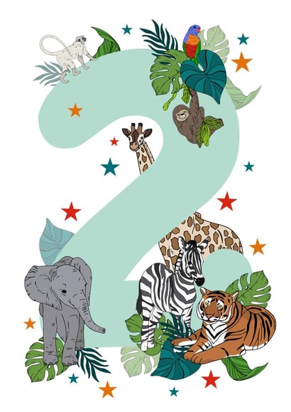 Jungle 2nd Birthday Card created by Nelly & Gem