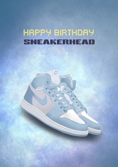 Retro Jordan 1 Blue Sneakerhead Birthday Card created by Alexandria Frances