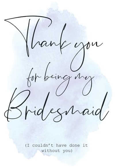 Bridesmaid thank you card created by Little Blue Door Studio