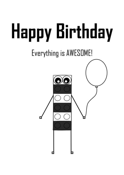 Everything is AWESOME birthday card 1002 created by RCrafts