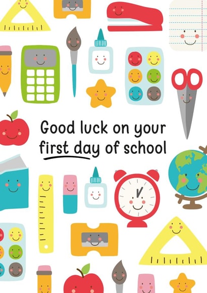 Good Luck on Your First Day of School Card – Cute Back to School Card - Primary created by Tiger Feet Creations
