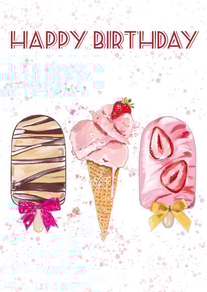 Happy Birthday Strawberry Ice Creams  created by Leanne Mullen