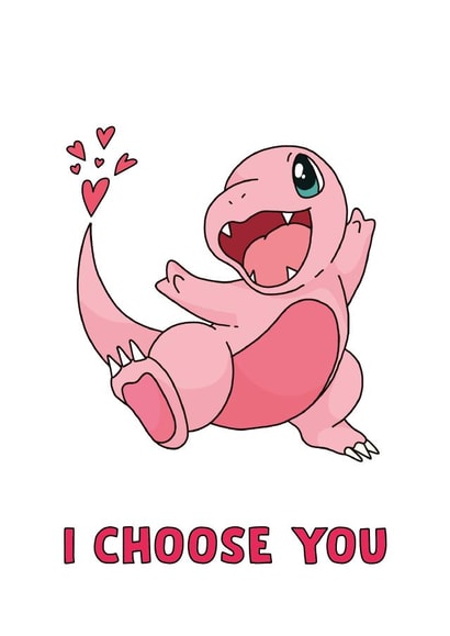 Pokemon Charmander Valentines Anniversary card created by Potatoe Graphics