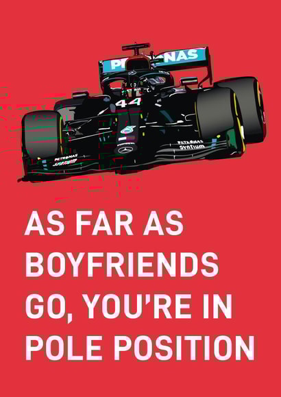 F1 Lewis Hamilton themed card for your Boyfriend created by Quinton cards