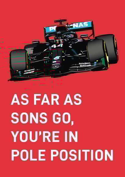 F1 Lewis Hamilton themed card for your son created by Quinton cards