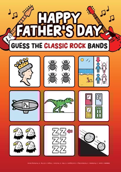 Funny Fathers Day Card - Dad - Music - Guess The Classic Rock Bands created by Daniel Benney