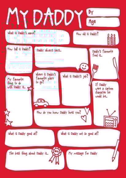 Cute Father's Day Card - Daddy - Fill In The Blanks - My Daddy created by Bow & Bell