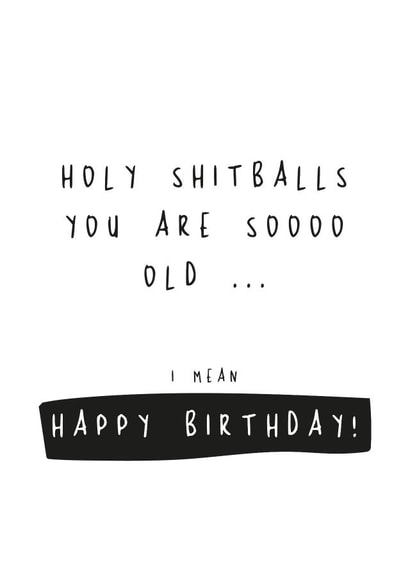 Holy Shitballs You Are So Old, Funny Birthday Card. Old Age Birthday created by Basic Bitch
