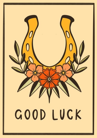 Traditional Tattoo Style Good Luck Card  created by Phoebe Harris