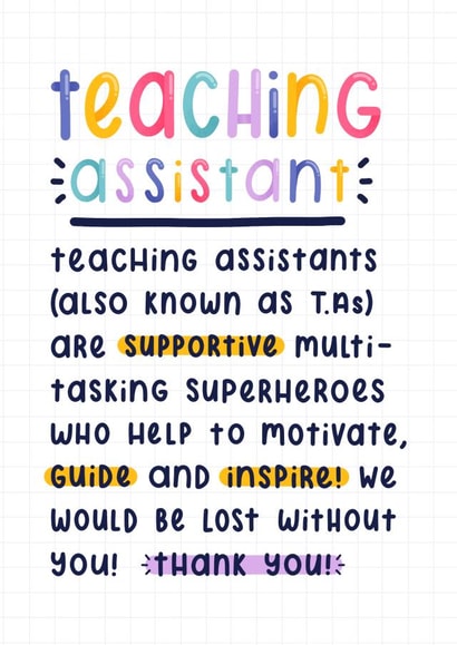 Teaching Assistant Definition Thank You Card created by Joanne Hawker