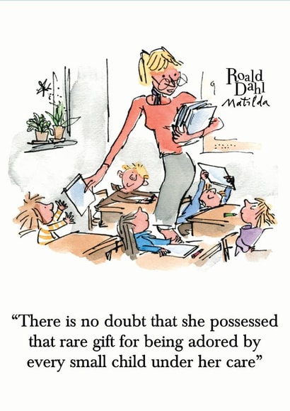 Thank You Teacher Matilda Roald Dahl Card Miss Honey created by Caitlin Tench